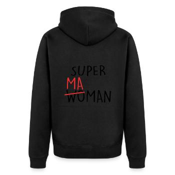 Super Maman | Fête des Mères | Cadeau Maman - Veste à capuche bio Premium Unisexe - noir - Dos - Nico (187cm)