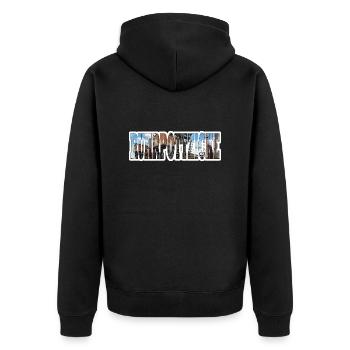 Ruhrpottzicke - Unisex Premium Bio Zip Hoodie - Schwarz - Hinten - Nico (187cm)