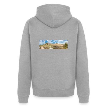 Die Mauer von Oštrica (Bedem Grebastica) Kroatien - Unisex Premium Bio Zip Hoodie - Grau meliert - Hinten - Nico (187cm)