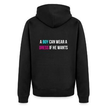 Gleichberechtigung Pride Englisch - Unisex Premium Bio Zip Hoodie - Schwarz - Hinten - Nico (187cm)