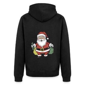 Santa Claus Weihnachtsmann Comic - Unisex Premium Bio Zip Hoodie - Schwarz - Hinten - Nico (187cm)