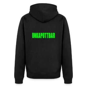 UNKAPUTTBAR - Unisex Premium Bio Zip Hoodie - Schwarz - Hinten - Nico (187cm)