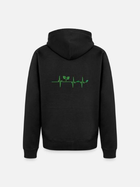 Vegan heartbeat - Unisex Premium Organic Zip Hoodie - black