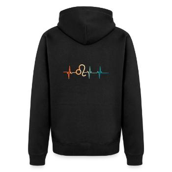 Leo Heartbeat Star Sign - Unisex Premium Organic Zip Hoodie - black - Back - Nico (187cm)
