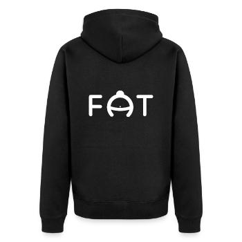 Fat - Unisex Premium Bio Zip Hoodie - Schwarz - Hinten - Nico (187cm)