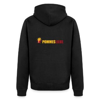 pommes liebe - Unisex Premium Bio Zip Hoodie - Schwarz - Hinten - Nico (187cm)