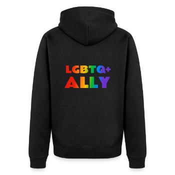 LGBTQ-Verbündeter - Unisex Premium Bio Zip Hoodie - Schwarz - Hinten - Nico (187cm)