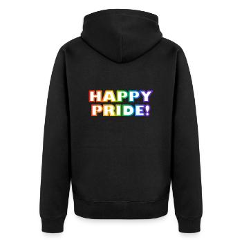 Happy Gay Pride Regenbogen LGBTQ - Unisex Premium Bio Zip Hoodie - Schwarz - Hinten - Nico (187cm)