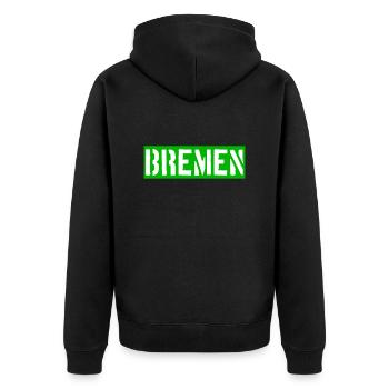 Bremen - Weser - Werder - Hansestadt - Unisex Premium Bio Zip Hoodie - Schwarz - Hinten - Nico (187cm)