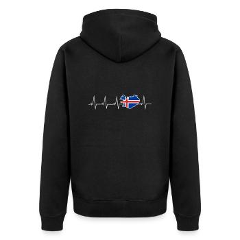 Ich liebe Island - Herzschlag - Unisex Premium Bio Zip Hoodie - Schwarz - Hinten - Nico (187cm)