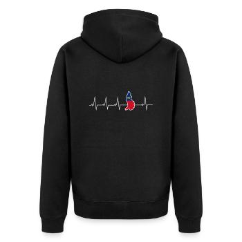 Ich liebe Liechtenstein - Herzschlag - Unisex Premium Bio Zip Hoodie - Schwarz - Hinten - Nico (187cm)
