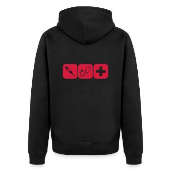 Stéthoscope seringue Croix docteur logo - Veste à capuche bio Premium Unisexe - noir - Dos - Nico (187cm)