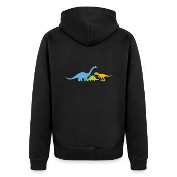 Dinos Dinosaurier - Unisex Premium Bio Zip Hoodie - Schwarz - Hinten - Nico (187cm)