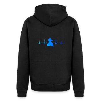 Aikido Herzschlag Aikidoka Herren Jungen - Unisex Premium Bio Zip Hoodie - Schwarz - Hinten - Nico (187cm)