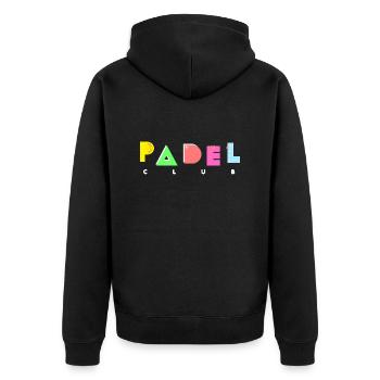 Padel - Geschenk für Padelliebhaber - Unisex Premium Bio Zip Hoodie - Schwarz - Hinten - Nico (187cm)