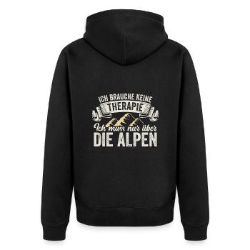 Brauche Keine Therapie Alpen Alpenüberquerung - Unisex Premium Bio Zip Hoodie - Schwarz - Hinten - Nico (187cm)