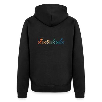 rugby is in my DNA - Unisex Premium Organic Zip Hoodie - black - Back - Nico (187cm)