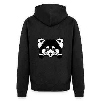 Peeking cute red panda. Black and white version - Unisex Premium Organic Zip Hoodie - black - Back - Nico (187cm)