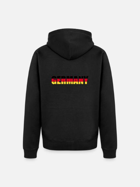 Scritta Germania con i colori nazionali - Felpa con cappuccio ecologica premium unisex - nero