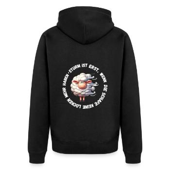 Hamburg Schaf Sturm Wetter Lustig Norden Küste - Unisex Premium Bio Zip Hoodie - Schwarz - Hinten - Nico (187cm)