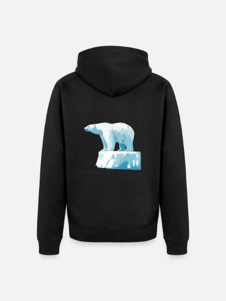 Eisbär auf Eisscholle - Unisex Premium Bio Zip Hoodie - Schwarz