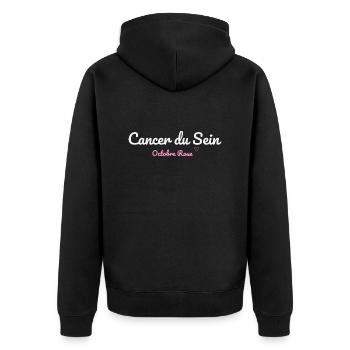 Cancer du Sein octobre rose - Veste à capuche bio Premium Unisexe - noir - Dos - Nico (187cm)