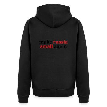 make russia small again - Unisex Premium Bio Zip Hoodie - Schwarz - Hinten - Nico (187cm)