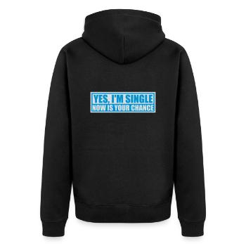 single now your chance - Unisex Premium Bio Zip Hoodie - Schwarz - Hinten - Nico (187cm)