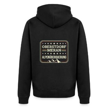 Alpenüberquerung Oberstdorf Meran E5 Fernwanderweg - Unisex Premium Bio Zip Hoodie - Schwarz - Hinten - Nico (187cm)