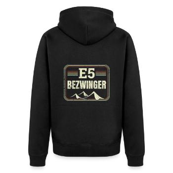 Alpenüberquerung Oberstdorf Meran E5 Fernwanderweg - Unisex Premium Bio Zip Hoodie - Schwarz - Hinten - Nico (187cm)