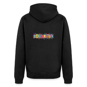 Colored Paper Confetti Sun Sommerfest - Unisex Premium Bio Zip Hoodie - Schwarz - Hinten - Nico (187cm)