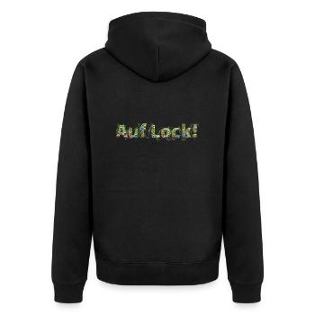 Auf Lock Grüne Wiese mit bunten Blumen - Unisex Premium Bio Zip Hoodie - Schwarz - Hinten - Nico (187cm)