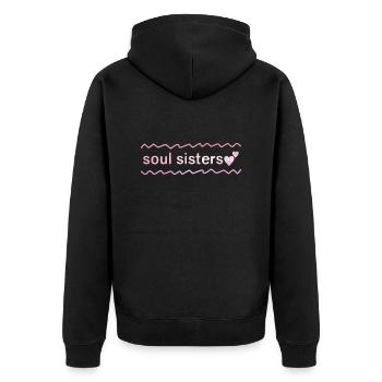 Besties - Soul Sisters - Unisex Premium Bio Zip Hoodie - Schwarz - Hinten - Nico (187cm)