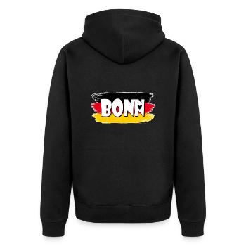 Bonn Deutschland Flagge - Unisex Premium Bio Zip Hoodie - Schwarz - Hinten - Nico (187cm)