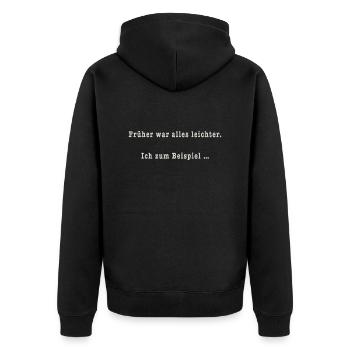 Früher - Unisex Premium Bio Zip Hoodie - Schwarz - Hinten - Nico (187cm)