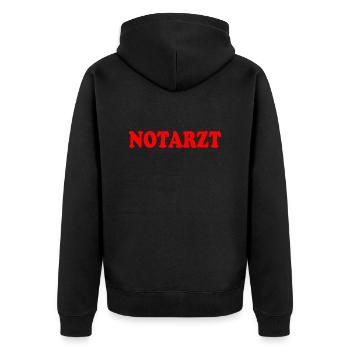 Notarzt - Unisex Premium Bio Zip Hoodie - Schwarz - Hinten - Nico (187cm)