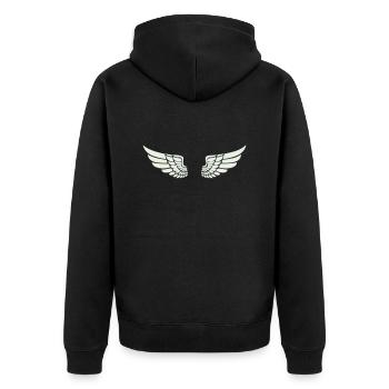wing - Unisex Premium Organic Zip Hoodie - black - Back - Nico (187cm)