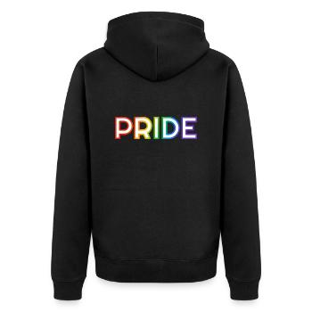 PRIDE Regenbogen LGBTQ schwul - Unisex Premium Bio Zip Hoodie - Schwarz - Hinten - Nico (187cm)