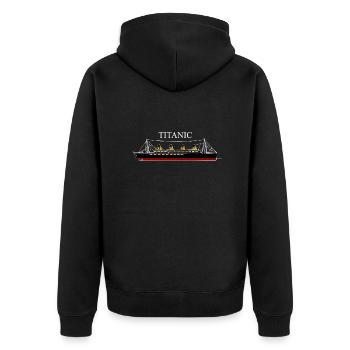 Titanisch - Unisex Premium Bio Zip Hoodie - Schwarz - Hinten - Nico (187cm)