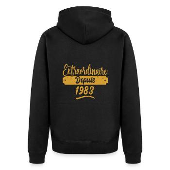 Extraordinaire Depuis 1983 | Cadeau Anniversaire - Veste à capuche bio Premium Unisexe - noir - Dos - Nico (187cm)