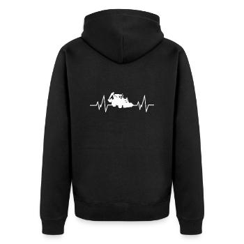 Bagger Bauarbeiter Handwerk Herzschlag - Unisex Premium Bio Zip Hoodie - Schwarz - Hinten - Nico (187cm)
