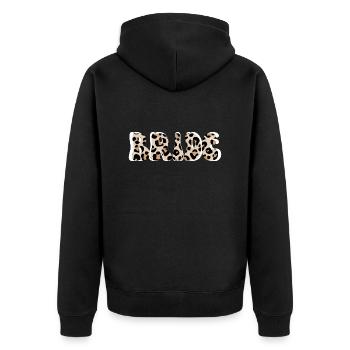 Zaumzeug mit Leopard - Unisex Premium Bio Zip Hoodie - Schwarz - Hinten - Nico (187cm)
