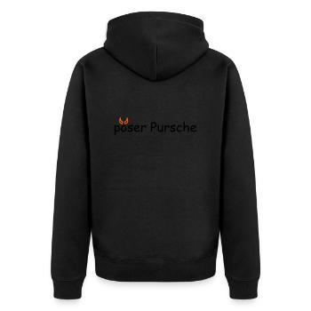 Pöser Pursche - Unisex Premium Bio Zip Hoodie - Schwarz - Hinten - Nico (187cm)