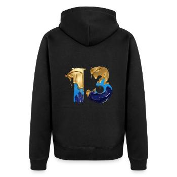 NR. 13 NUMMER 13 COOL 13. GEBURTSTAG - Unisex Premium Bio Zip Hoodie - Schwarz - Hinten - Nico (187cm)
