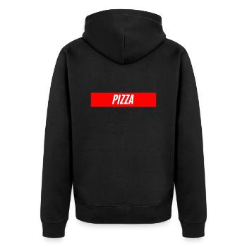 Pizza, dein Lieblingsessen aus Italien - Unisex Premium Bio Zip Hoodie - Schwarz - Hinten - Nico (187cm)
