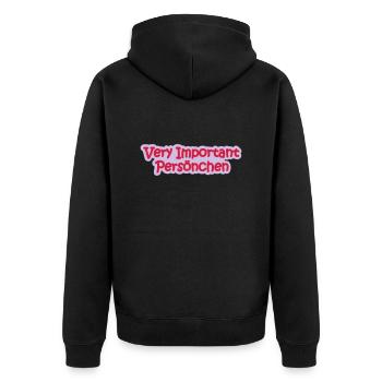 VIP Babysprüche - Unisex Premium Bio Zip Hoodie - Schwarz - Hinten - Nico (187cm)