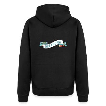 Oklahoma - Unisex Premium Bio Zip Hoodie - Schwarz - Hinten - Nico (187cm)