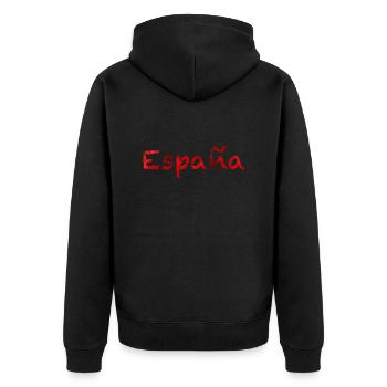Spanien - Unisex Premium Bio Zip Hoodie - Schwarz - Hinten - Nico (187cm)