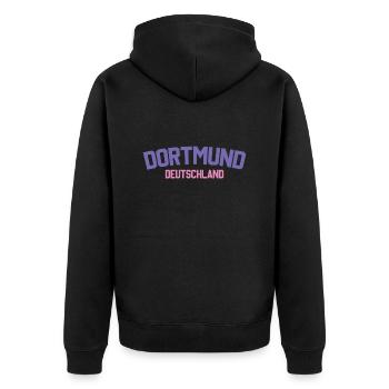 Dortmund - Unisex Premium Bio Zip Hoodie - Schwarz - Hinten - Nico (187cm)