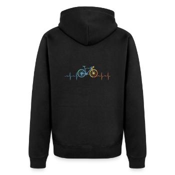Bike Heartbeat Gift Hobby - Unisex Premium Organic Zip Hoodie - black - Back - Nico (187cm)